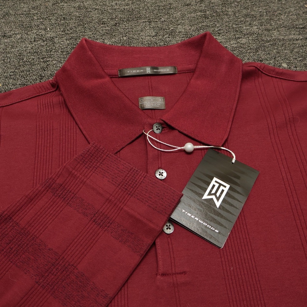 Deadstock Nike Tiger Woods Long Sleeve Polo Striped 100% Cotton 2004 NWT Golf